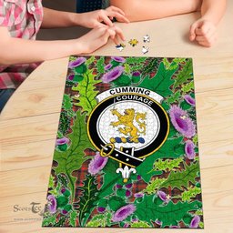 Scottish Cumming Hunting Weathered Clan Tartan Puzzle - Thistle Pattern Style Scottish Plaid Tartan Plaid