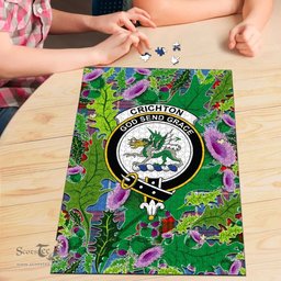 Scottish Crichton Clan Tartan Puzzle - Thistle Pattern Style Scottish Plaid Tartan Plaid