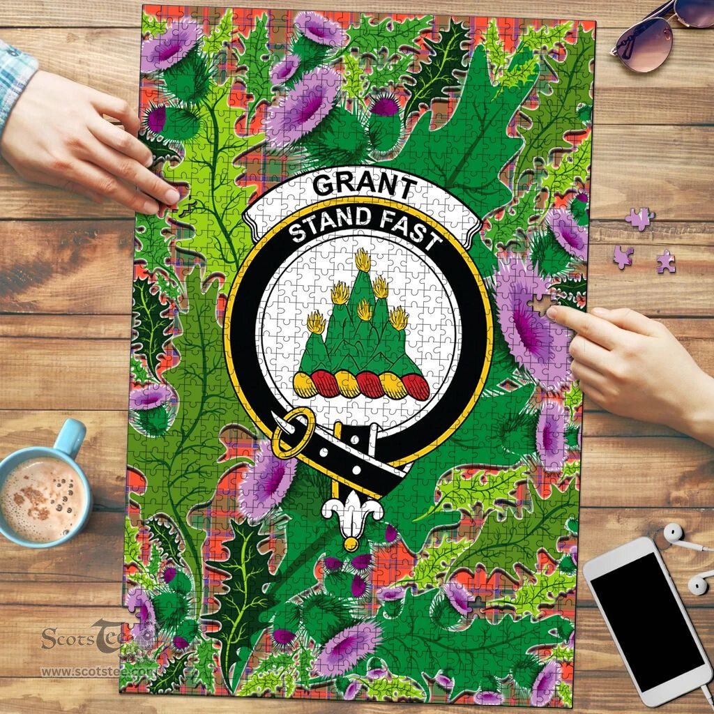Scottish Grant Ancient Clan Tartan Puzzle - Thistle Pattern Style Scottish Plaid Tartan Plaid