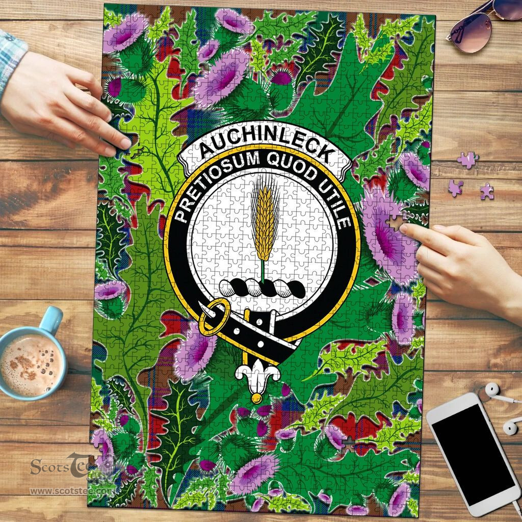 Scottish Auchinleck Clan Tartan Puzzle - Thistle Pattern Style Scottish Plaid Tartan Plaid