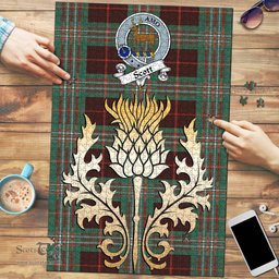 Scottish Scott Brown Ancient Clan Tartan Puzzle - Thistle Gold Style Scottish Plaid Tartan Plaid