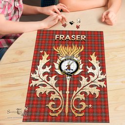 Scottish Fraser Weathered Clan Tartan Puzzle - Thistle Scotland Style Scottish Plaid Tartan Plaid