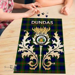 Scottish Dundas Modern 02 Clan Tartan Puzzle - Thistle Scotland Style Scottish Plaid Tartan Plaid