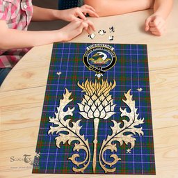 Scottish Edmonstone Clan Tartan Puzzle - Thistle Gold Style Scottish Plaid Tartan Plaid