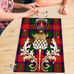 Scottish Charteris Clan Tartan Puzzle - Thistle Gold Style Scottish Plaid Tartan Plaid