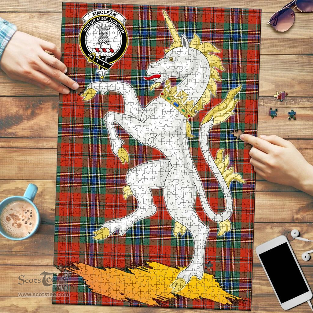 Scottish MacLean of Duart Ancient Clan Tartan Puzzle - Unicorn Style Scottish Plaid Tartan Plaid