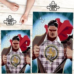 Scottish MacPherson Hunting Modern Clan Tartan Puzzle - Supper Hero Style Scottish Plaid Tartan Plaid