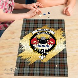 Scottish MacLeod of Harris Weathered Clan Tartan Puzzle - Gold Style Scottish Plaid Tartan Plaid