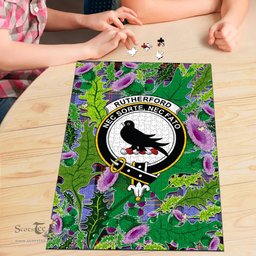 Scottish Rutherford Clan Tartan Puzzle - Thistle Pattern Style Scottish Plaid Tartan Plaid