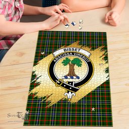 Scottish Bisset Clan Tartan Puzzle - Gold Style Scottish Plaid Tartan Plaid