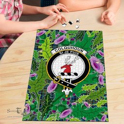 Scottish Colquhoun Ancient Clan Tartan Puzzle - Thistle Pattern Style Scottish Plaid Tartan Plaid