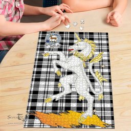 Scottish Scott Black White Modern Clan Tartan Puzzle - Unicorn Style Scottish Plaid Tartan Plaid