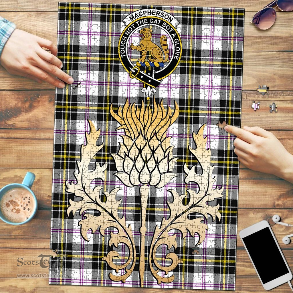 Scottish MacPherson Dress Modern Clan Tartan Puzzle - Thistle Gold Style Scottish Plaid Tartan Plaid