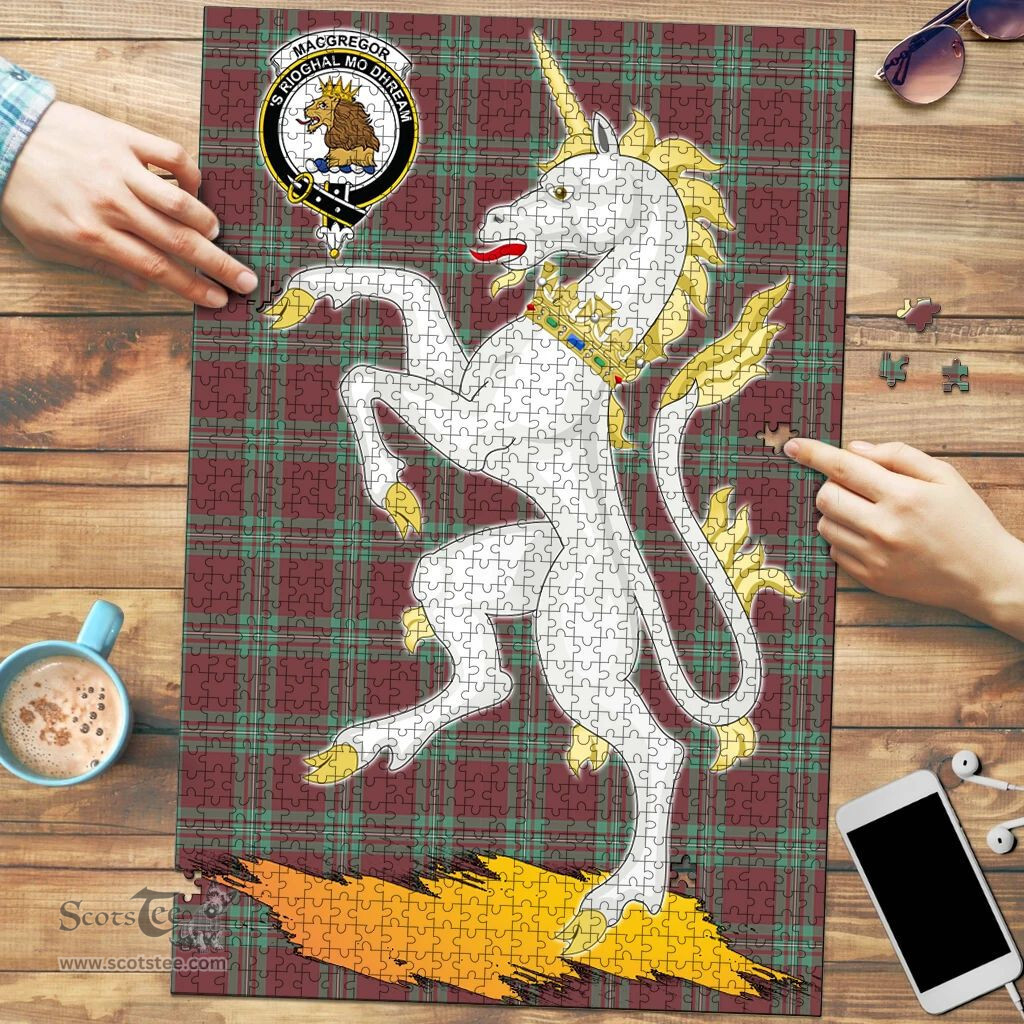 Scottish MacGregor Hunting Ancient Clan Tartan Puzzle - Unicorn Style Scottish Plaid Tartan Plaid