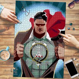 Scottish MacLean Hunting Ancient Clan Tartan Puzzle - Supper Hero Style Scottish Plaid Tartan Plaid