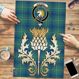 Scottish Oliphant Ancient Clan Tartan Puzzle - Thistle Gold Style Scottish Plaid Tartan Plaid