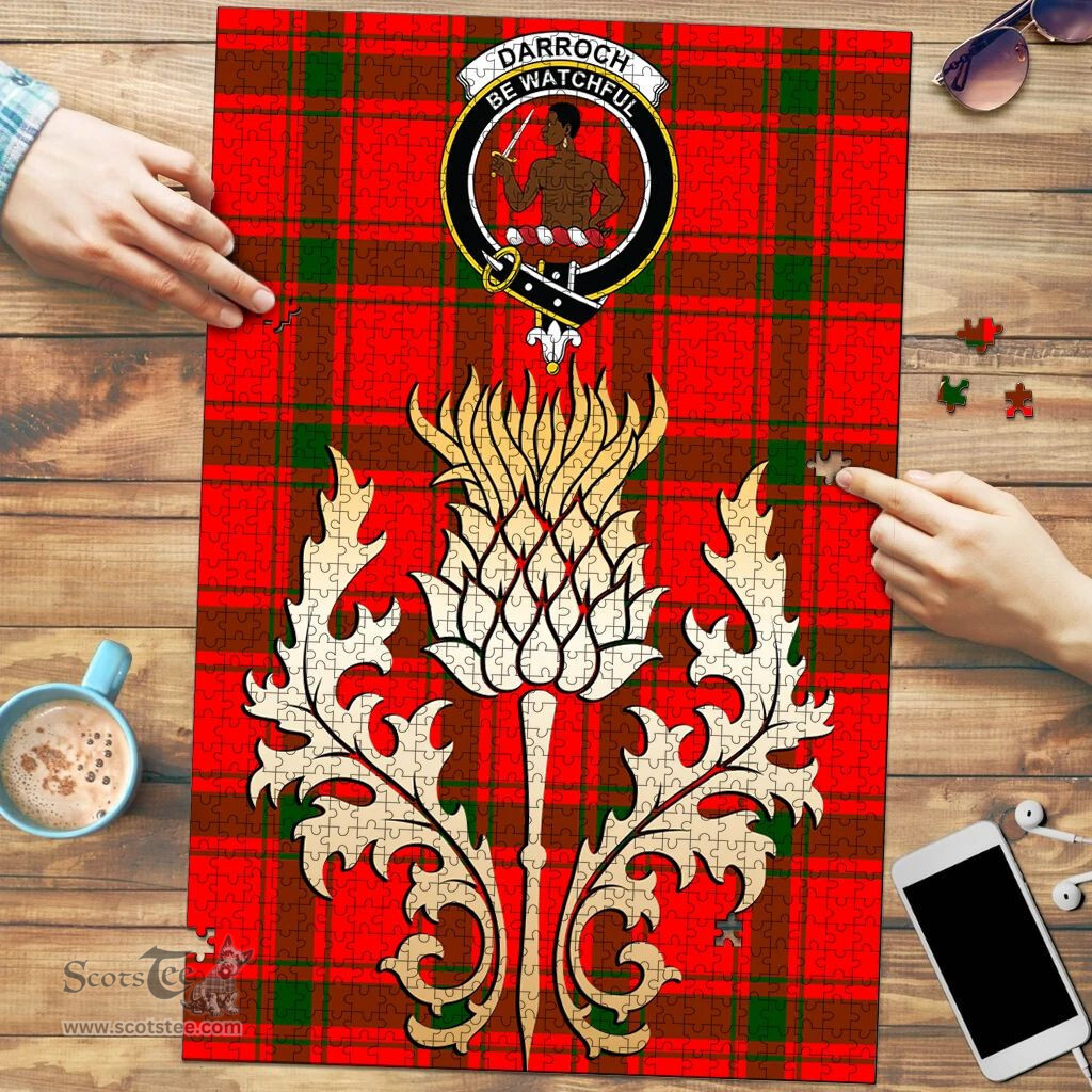 Scottish Darroch Clan Tartan Puzzle - Thistle Gold Style Scottish Plaid Tartan Plaid