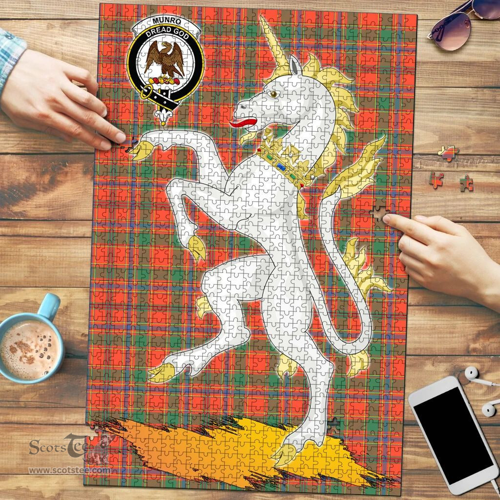Scottish Munro Ancient Clan Tartan Puzzle - Unicorn Style Scottish Plaid Tartan Plaid