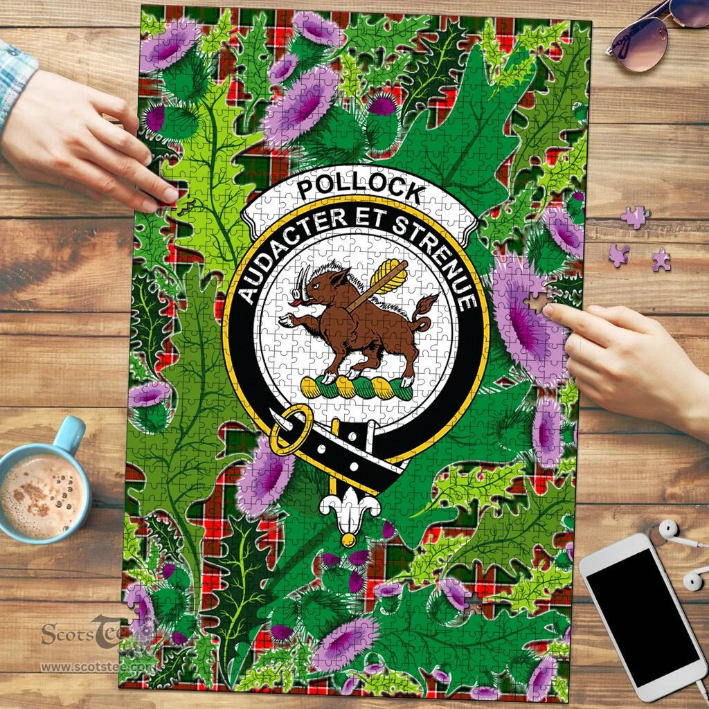 Scottish Pollock Modern Clan Tartan Puzzle - Thistle Pattern Style Scottish Plaid Tartan Plaid