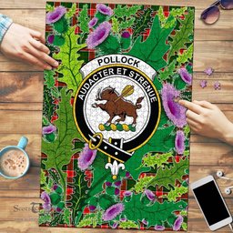 Scottish Pollock Modern Clan Tartan Puzzle - Thistle Pattern Style Scottish Plaid Tartan Plaid