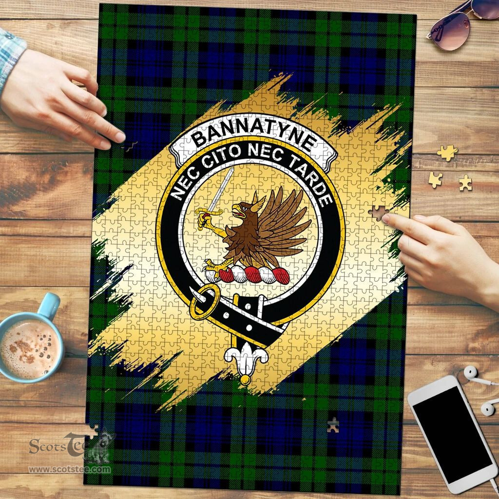 Scottish Bannatyne Clan Tartan Puzzle - Gold Style Scottish Plaid Tartan Plaid