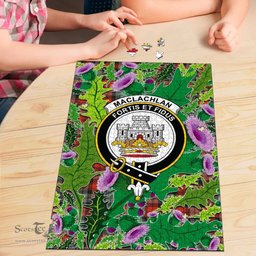 Scottish MacLachlan Weathered Clan Tartan Puzzle - Thistle Pattern Style Scottish Plaid Tartan Plaid