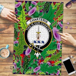 Scottish Charteris Clan Tartan Puzzle - Thistle Pattern Style Scottish Plaid Tartan Plaid