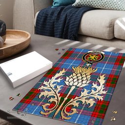 Scottish Newton Clan Tartan Puzzle - Thistle Gold Style Scottish Plaid Tartan Plaid