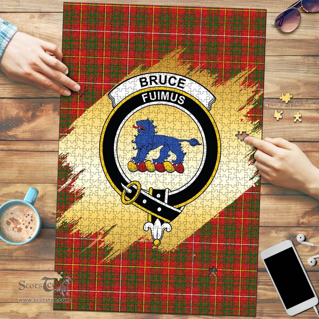 Scottish Bruce Modern Clan Tartan Puzzle - Gold Style Scottish Plaid Tartan Plaid
