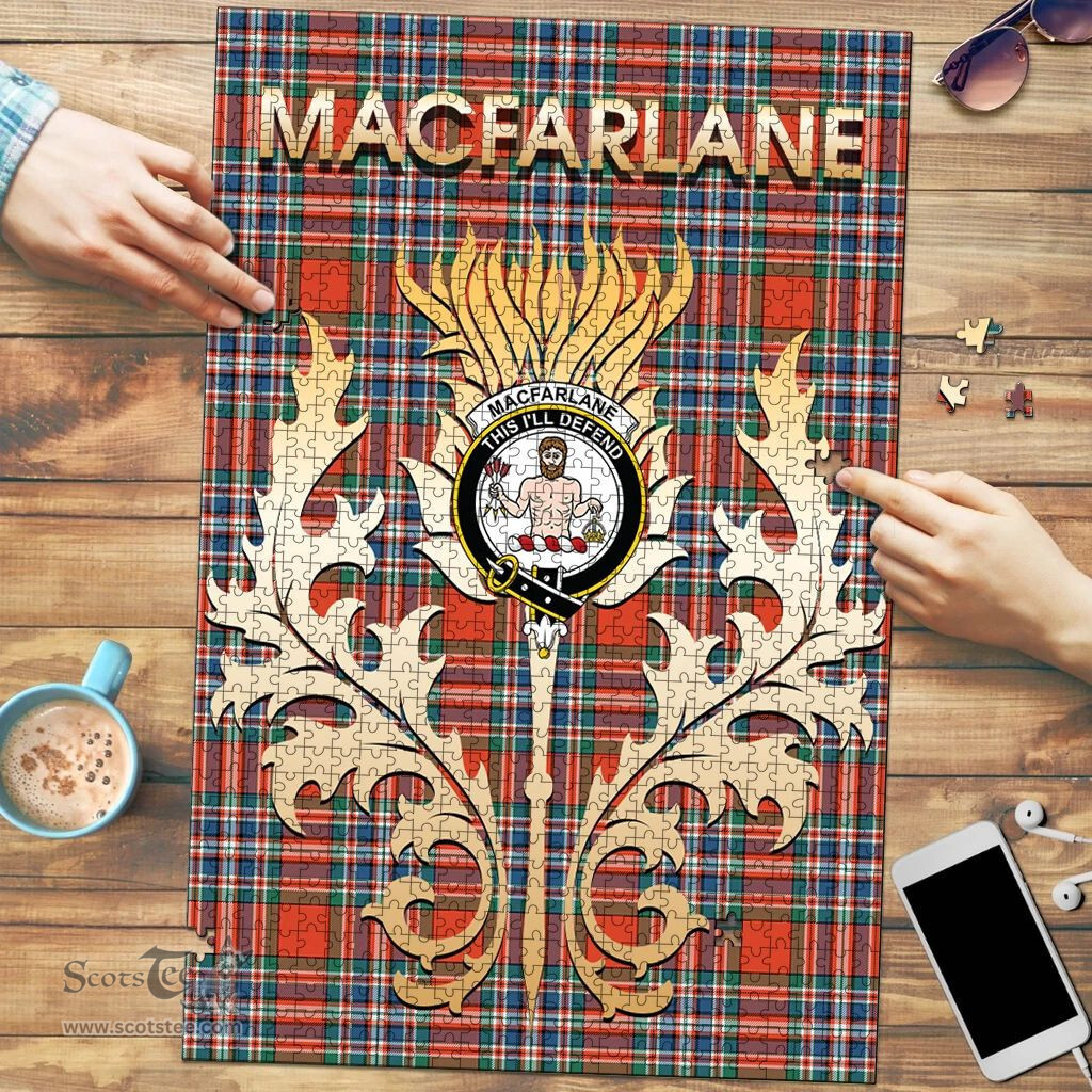 Scottish MacFarlane Ancient Clan Tartan Puzzle - Thistle Scotland Style Scottish Plaid Tartan Plaid