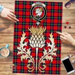 Scottish Ruthven Modern Clan Tartan Puzzle - Thistle Gold Style Scottish Plaid Tartan Plaid