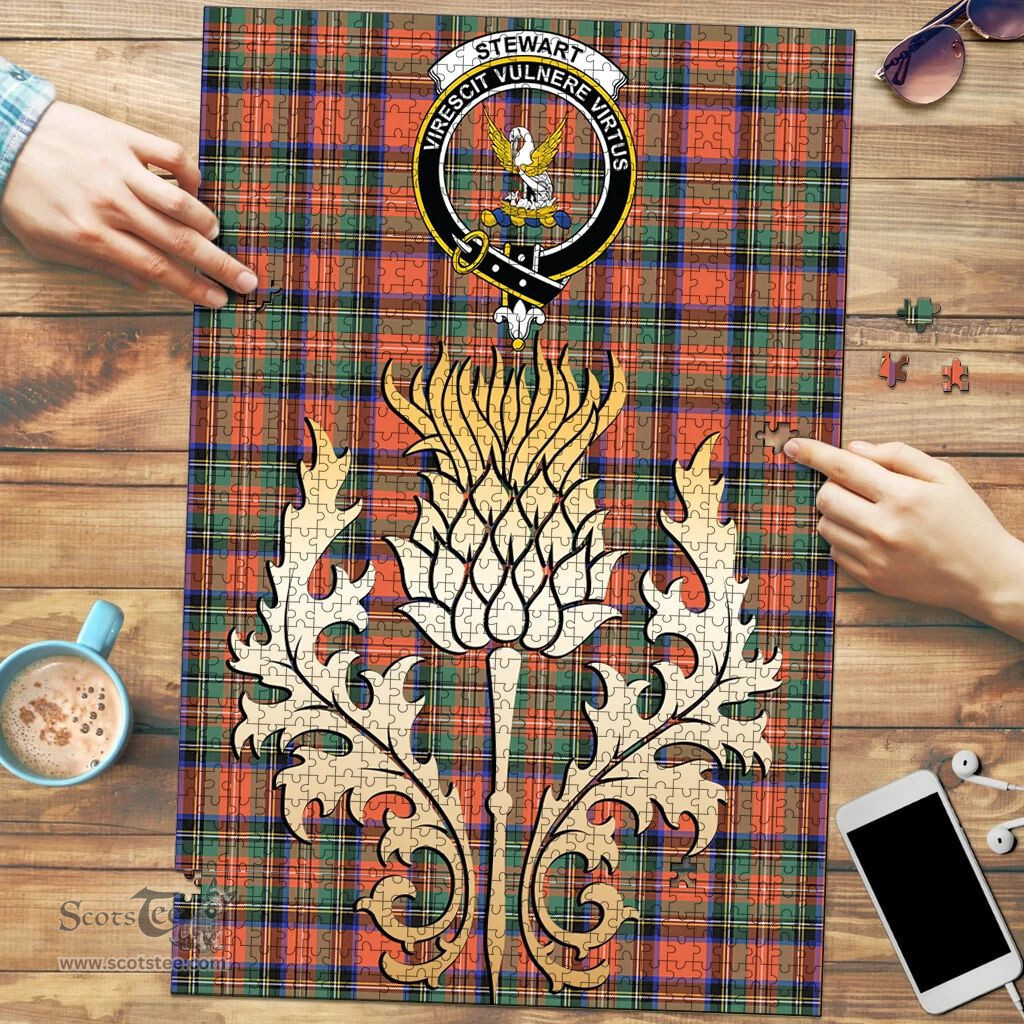 Scottish Stewart Royal Ancient Clan Tartan Puzzle - Thistle Gold Style Scottish Plaid Tartan Plaid