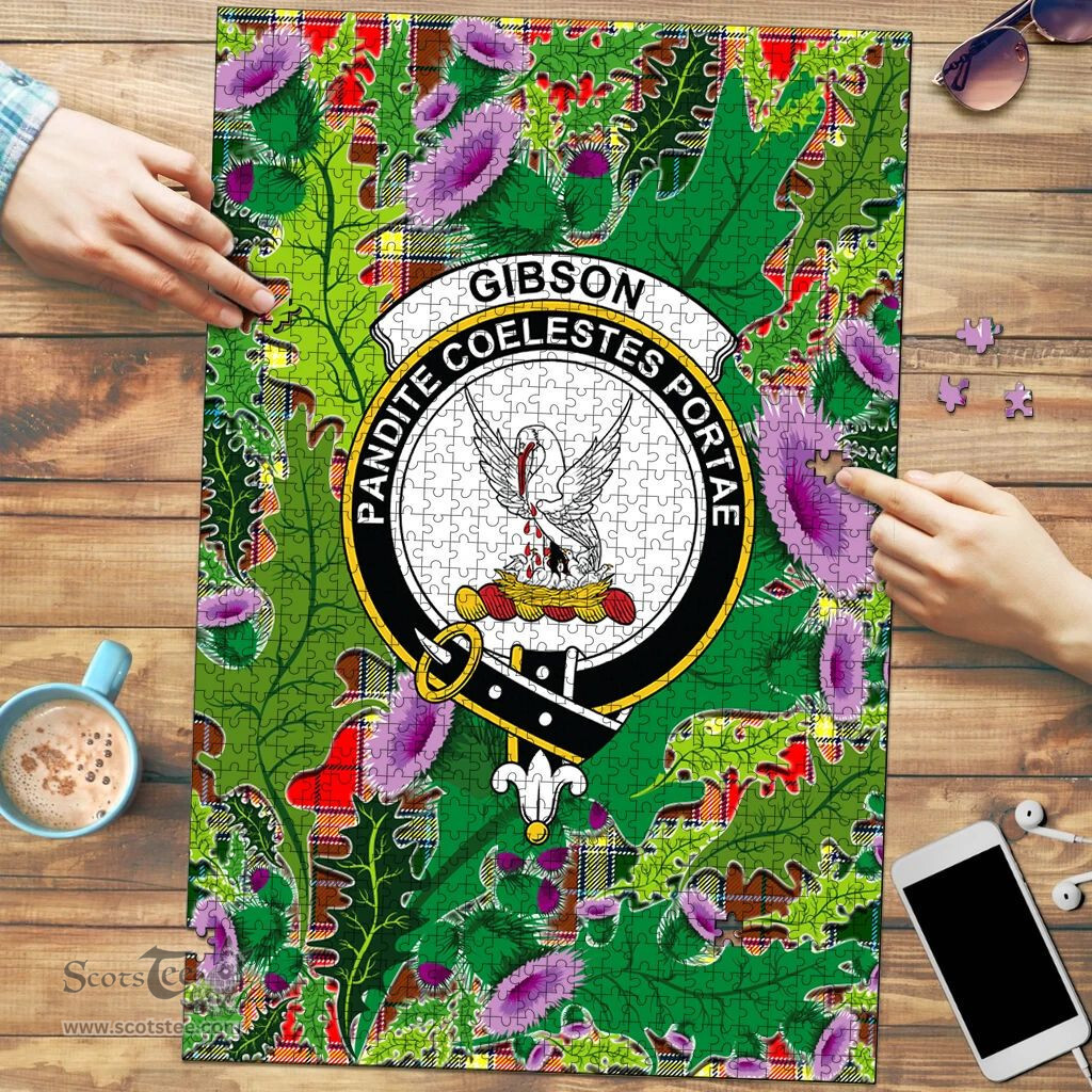 Scottish Gibson Clan Tartan Puzzle - Thistle Pattern Style Scottish Plaid Tartan Plaid