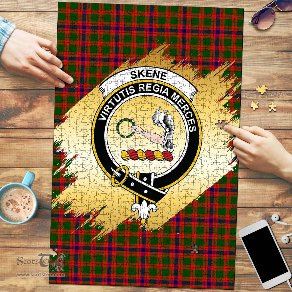 Scottish Skene Modern Clan Tartan Puzzle - Gold Style Scottish Plaid Tartan Plaid