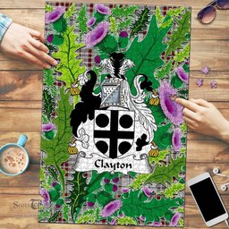 Scottish Clayton Clan Tartan Puzzle - Thistle Pattern Style Scottish Plaid Tartan Plaid