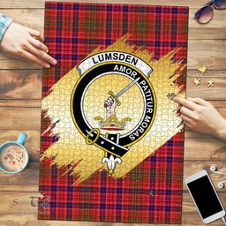 Scottish Lumsden Modern Clan Tartan Puzzle - Gold Style Scottish Plaid Tartan Plaid