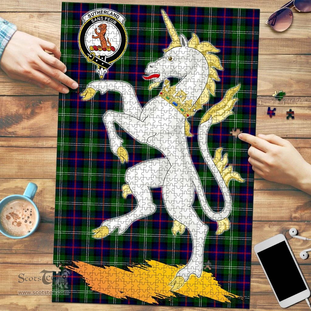Scottish Sutherland Modern Clan Tartan Puzzle - Unicorn Style Scottish Plaid Tartan Plaid