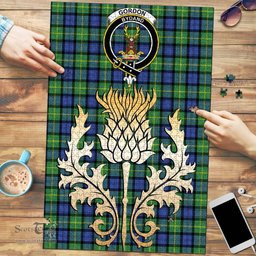 Scottish Gordon Old Ancient Clan Tartan Puzzle - Thistle Gold Style Scottish Plaid Tartan Plaid