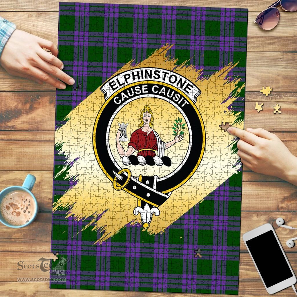 Scottish Elphinstone Clan Tartan Puzzle - Gold Style Scottish Plaid Tartan Plaid