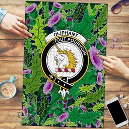 Scottish Oliphant Modern Clan Tartan Puzzle - Thistle Pattern Style Scottish Plaid Tartan Plaid