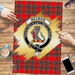 Scottish Macbain Clan Tartan Puzzle - Gold Style Scottish Plaid Tartan Plaid