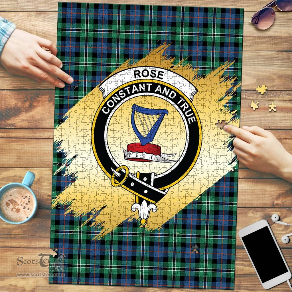 Scottish Rose Hunting Ancient Clan Tartan Puzzle - Gold Style Scottish Plaid Tartan Plaid