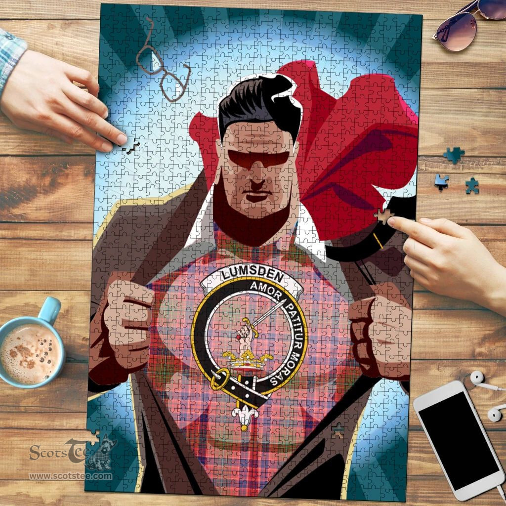 Scottish Lumsden Modern Clan Tartan Puzzle - Supper Hero Style Scottish Plaid Tartan Plaid