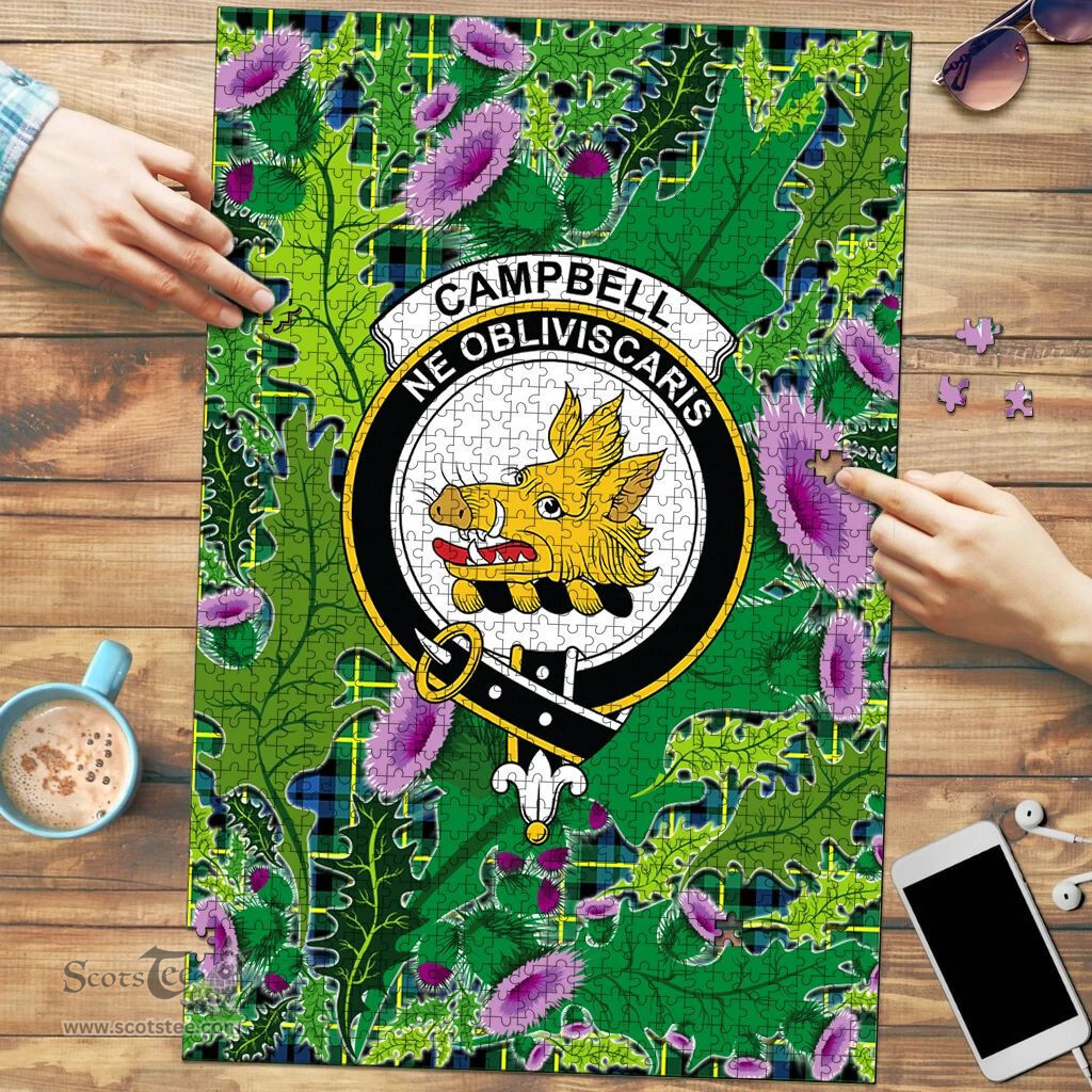 Scottish Campbell of Breadalbane Ancient Clan Tartan Puzzle - Thistle Pattern Style Scottish Plaid Tartan Plaid