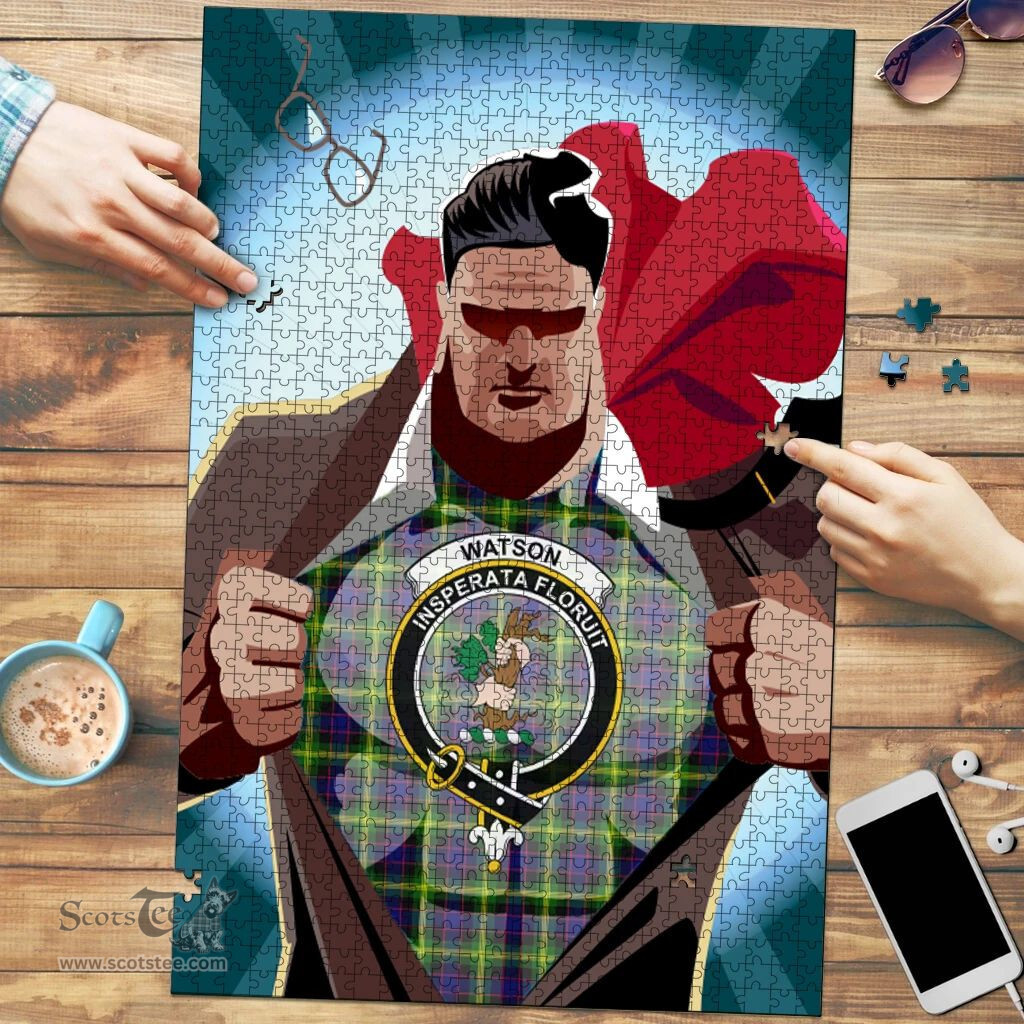 Scottish Watson Modern Clan Tartan Puzzle - Supper Hero Style Scottish Plaid Tartan Plaid