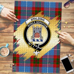 Scottish Spalding Clan Tartan Puzzle - Gold Style Scottish Plaid Tartan Plaid