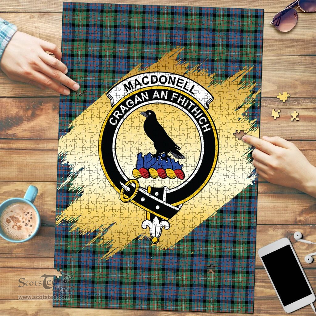 Scottish MacDonnell of Glengarry Ancient Clan Tartan Puzzle - Gold Style Scottish Plaid Tartan Plaid