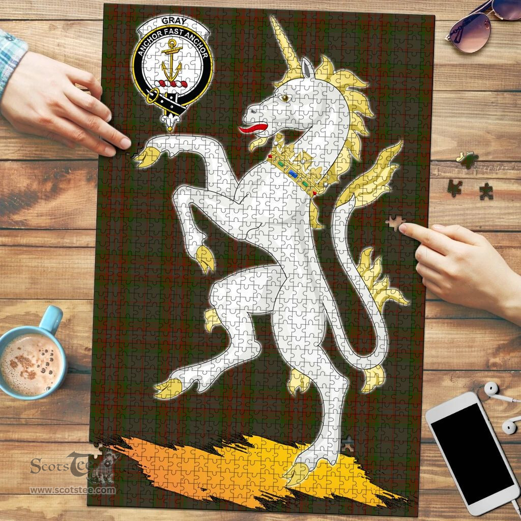 Scottish Gray Clan Tartan Puzzle - Unicorn Style Scottish Plaid Tartan Plaid