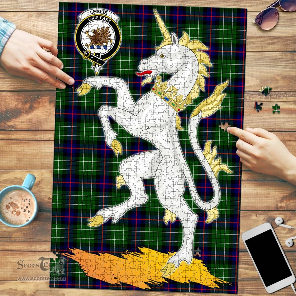 Scottish Leslie Hunting Clan Tartan Puzzle - Unicorn Style Scottish Plaid Tartan Plaid