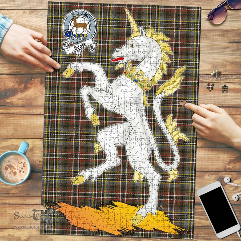 Scottish Scott Green Weathered Clan Tartan Puzzle - Unicorn Style Scottish Plaid Tartan Plaid